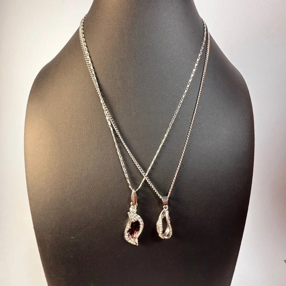 Pendant Necklaces Silver‎ Tone Delicate Rhinestone